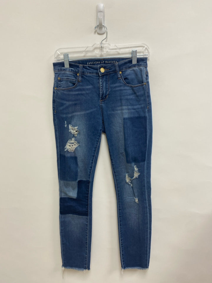 Articles of Society Size 26 Faded Denim Distressed Ladies Jeans