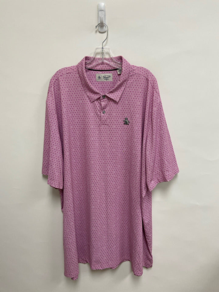 Penguin/Munsingwear Size 3X White Mauve Print Polo Men&