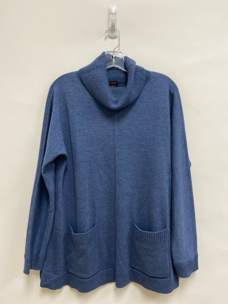 Talbots Size M Blue Cowl Neck Merino Ladies Sweater
