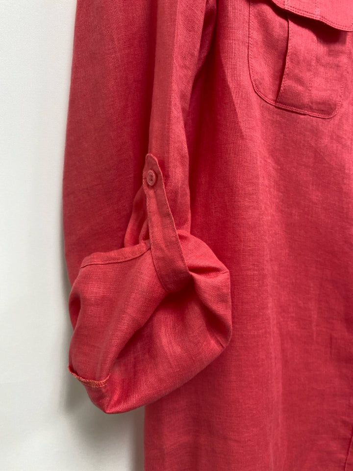 Size 8 Rose Button Up Linen Ladies Top