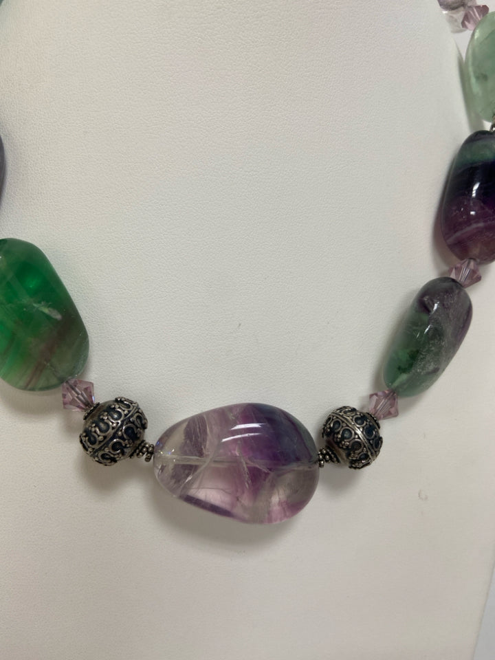 Purple Green Stones Necklace