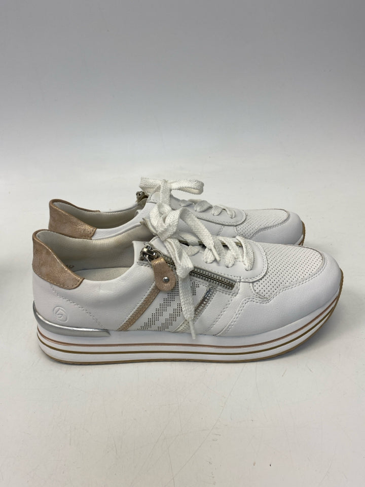 Remonte US Shoe Size 8 White Tan Lace-up Sneakers