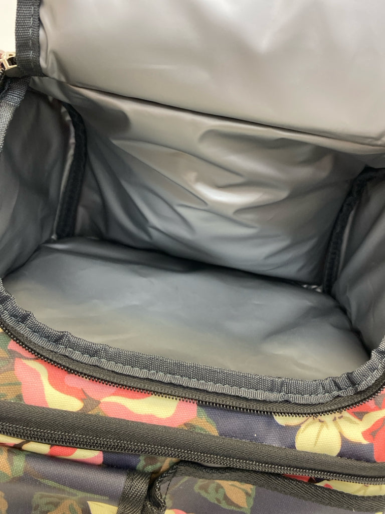 Black Pink/Cream Flowers Lunch Tote