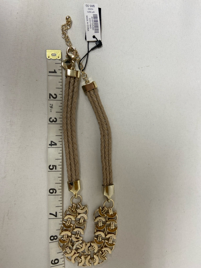 NWT Wht House/Blk Mkt Taupe Gold Color Braided Necklace