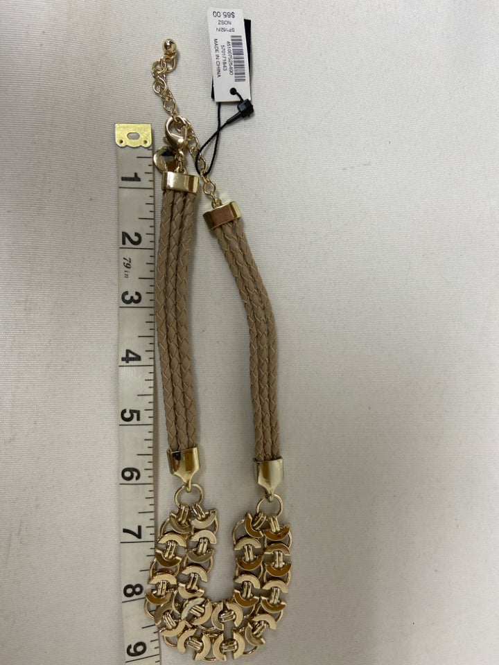 NWT Wht House/Blk Mkt Taupe Gold Color Braided Necklace