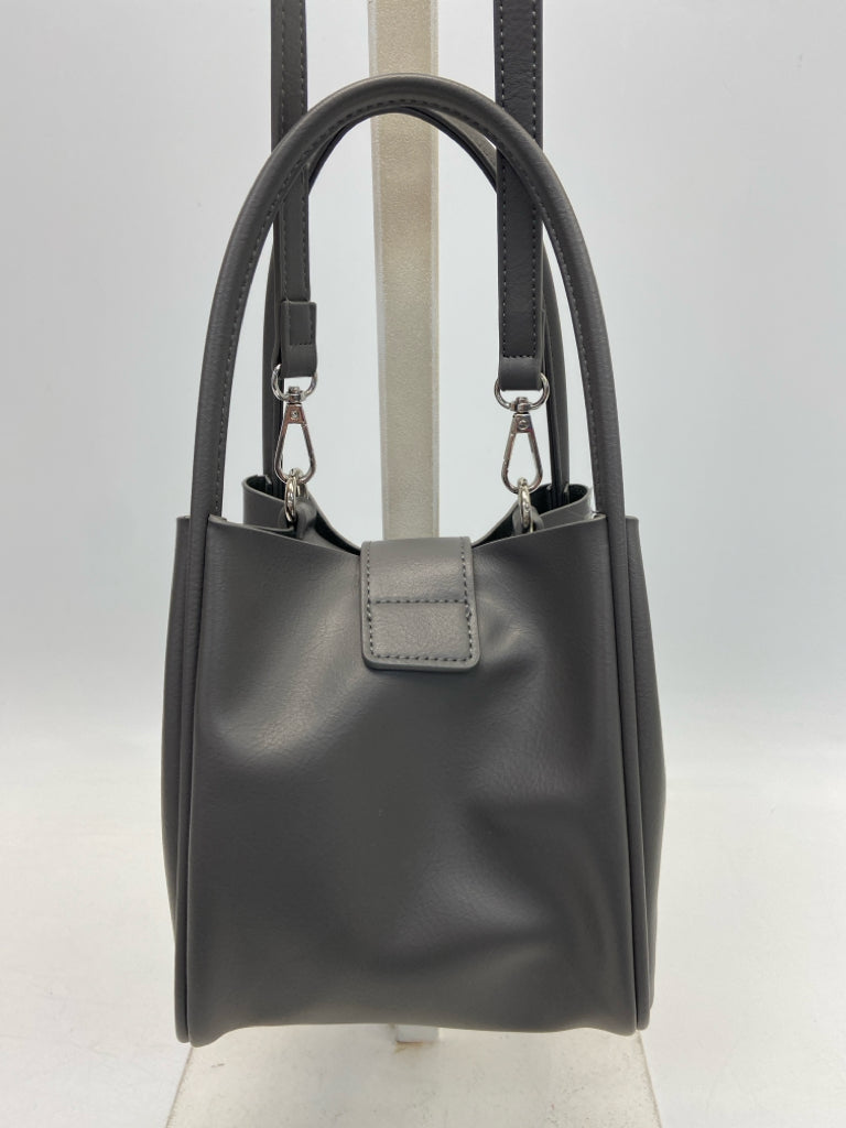 Anthropologie Dark Gray Silver Buckle(s) Handbag