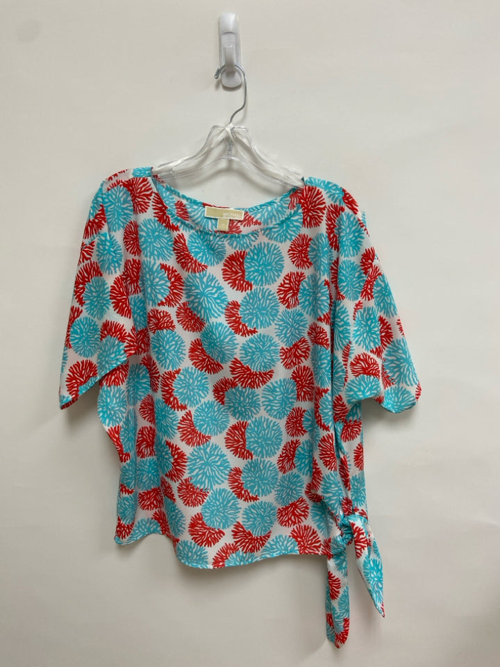 Michael Kors Size M White Aqua/Red Ladies Top