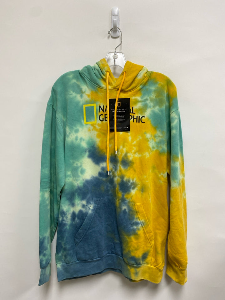 NWT Size M Yellow Blue Tie Dye Hooded Men&