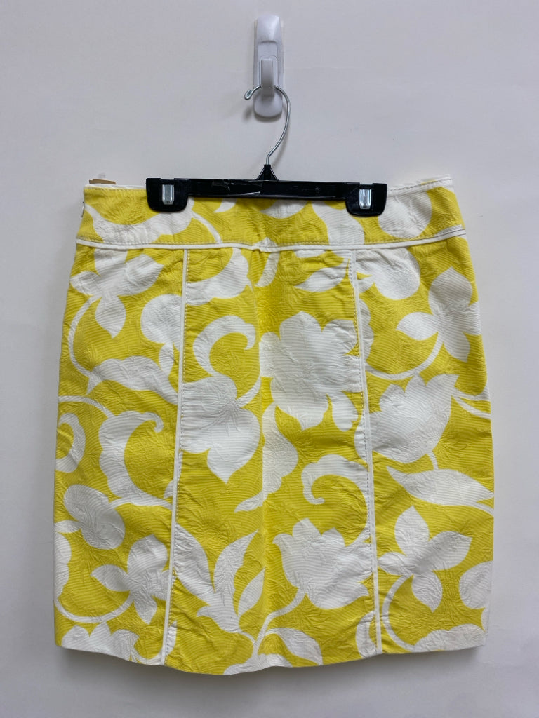 Ann Taylor Size 8 Yellow White Floral Ladies Skirt