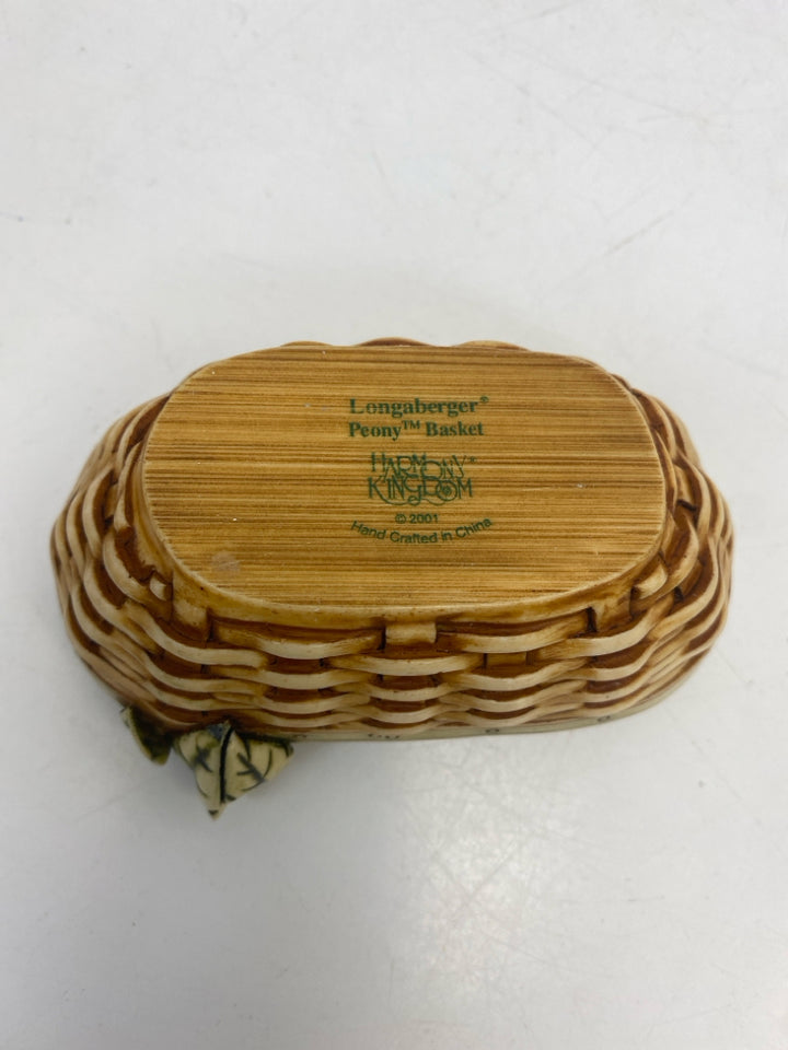 Longaberger Harmony Kingdom Peony  Basket Mini Trinket  Box