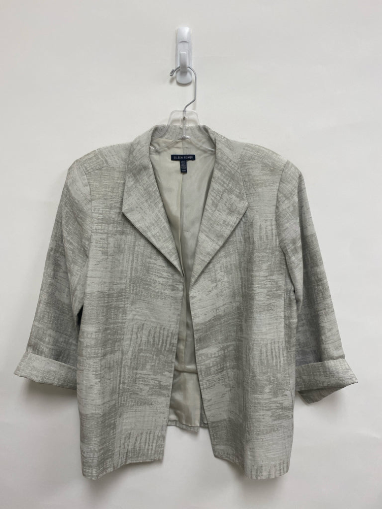 Eileen Fisher Size M Light Grey Silver Linen Blend Ladies Jacket