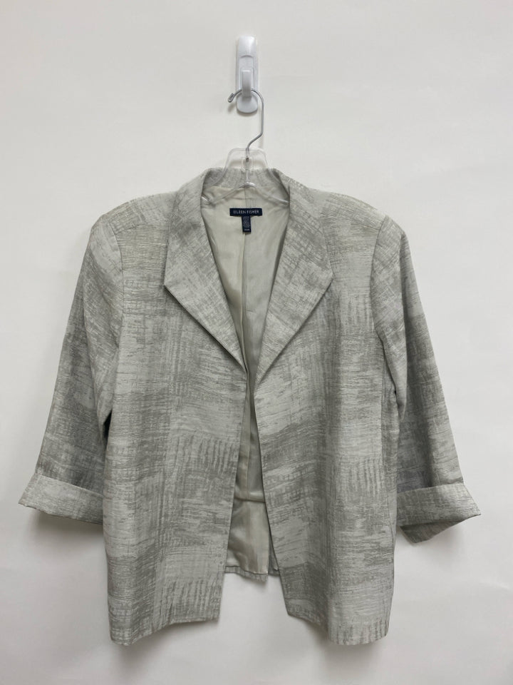 Eileen Fisher Size M Light Grey Silver Linen Blend Ladies Jacket
