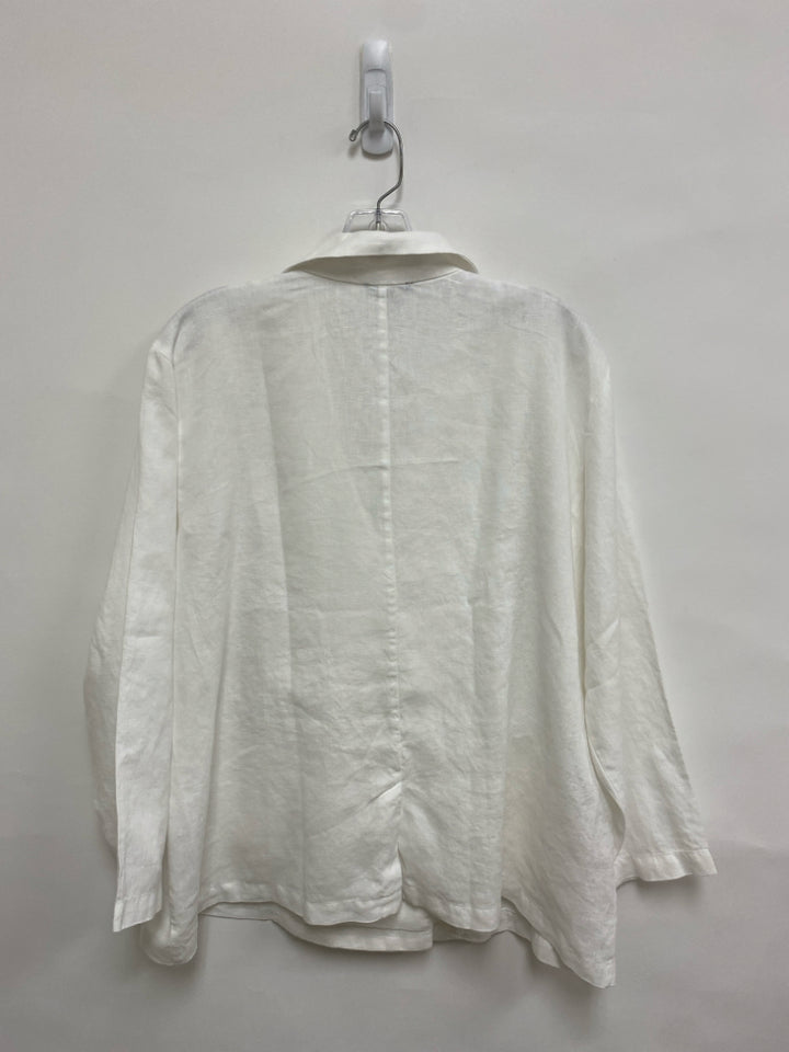Eileen Fisher Size XL White Button Up Linen Ladies Jacket