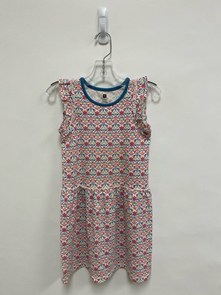Tea SIZE 6 White/Blue Coral/Yellow Print Sleeveless Girl&