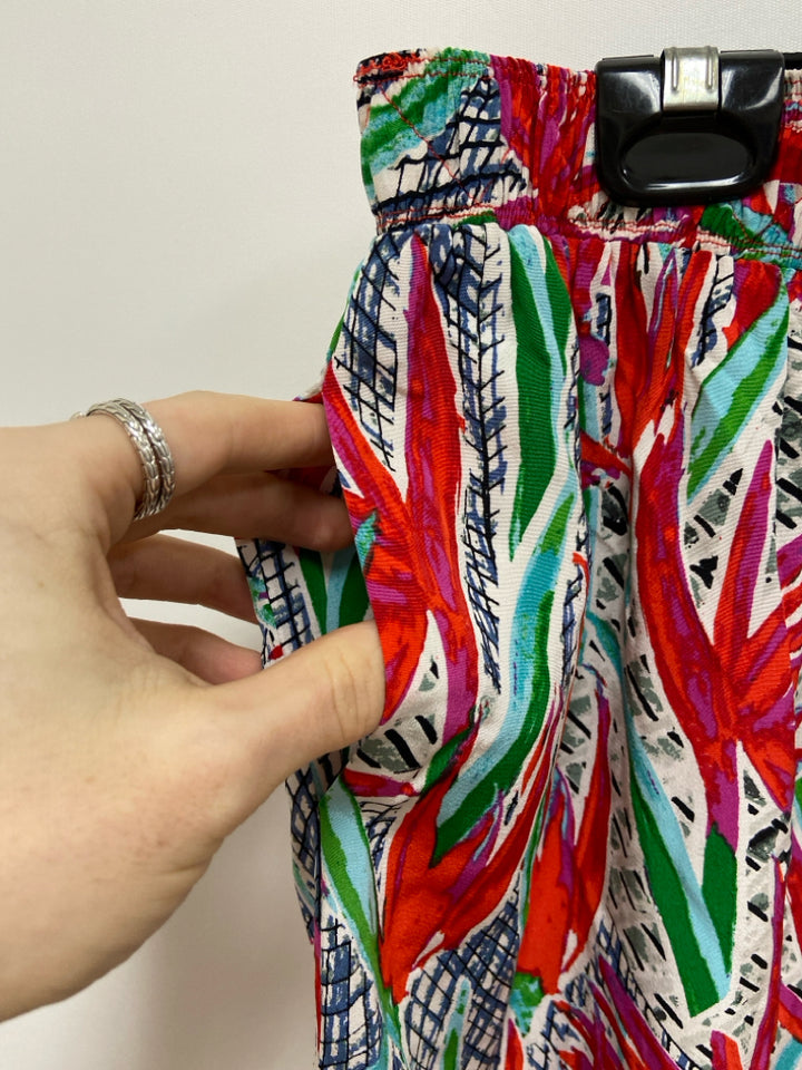 NWT Kenzo Paris Size 40 Cream/Red Green/Multi Floral Silk Ladies Pants