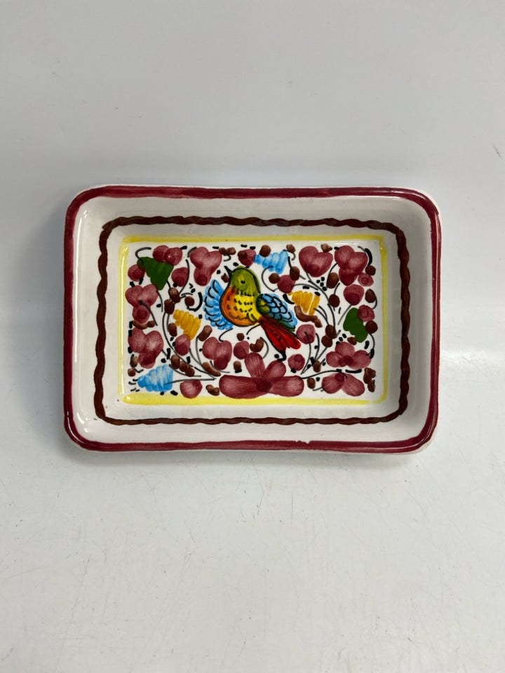 White Burgundy Birds Ceramic Soap Dish