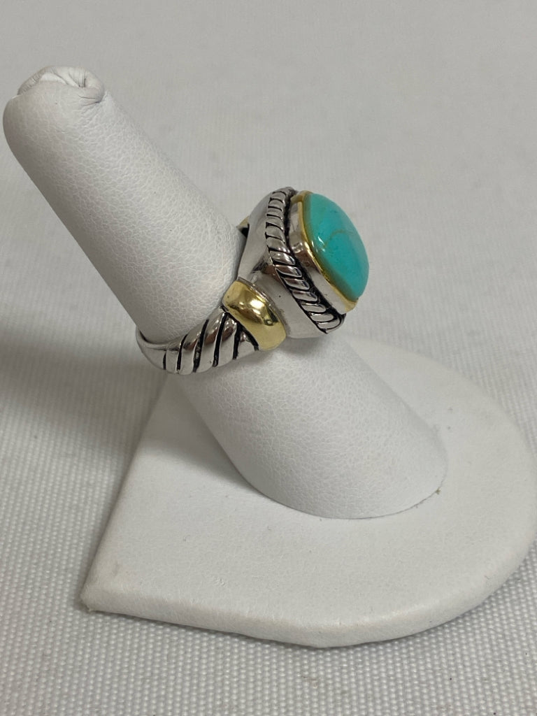 Silver/Gold Turquoise Braided Ring