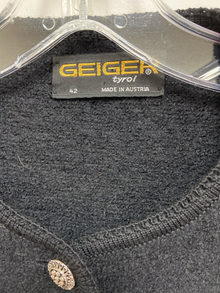 Geiger Size M Black Button Up Wool Ladies Jacket