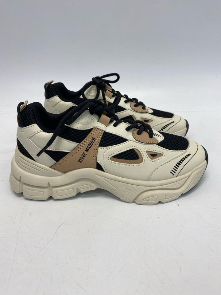 Steve Madden US Shoe Size 6.5 Cream Brown/Blk Lace-up Sneakers