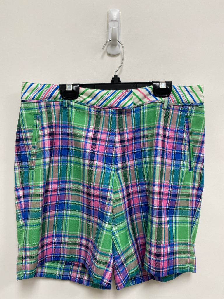Lady Hagen Size 8 Green Blue/Pink Plaid Athletic Shorts