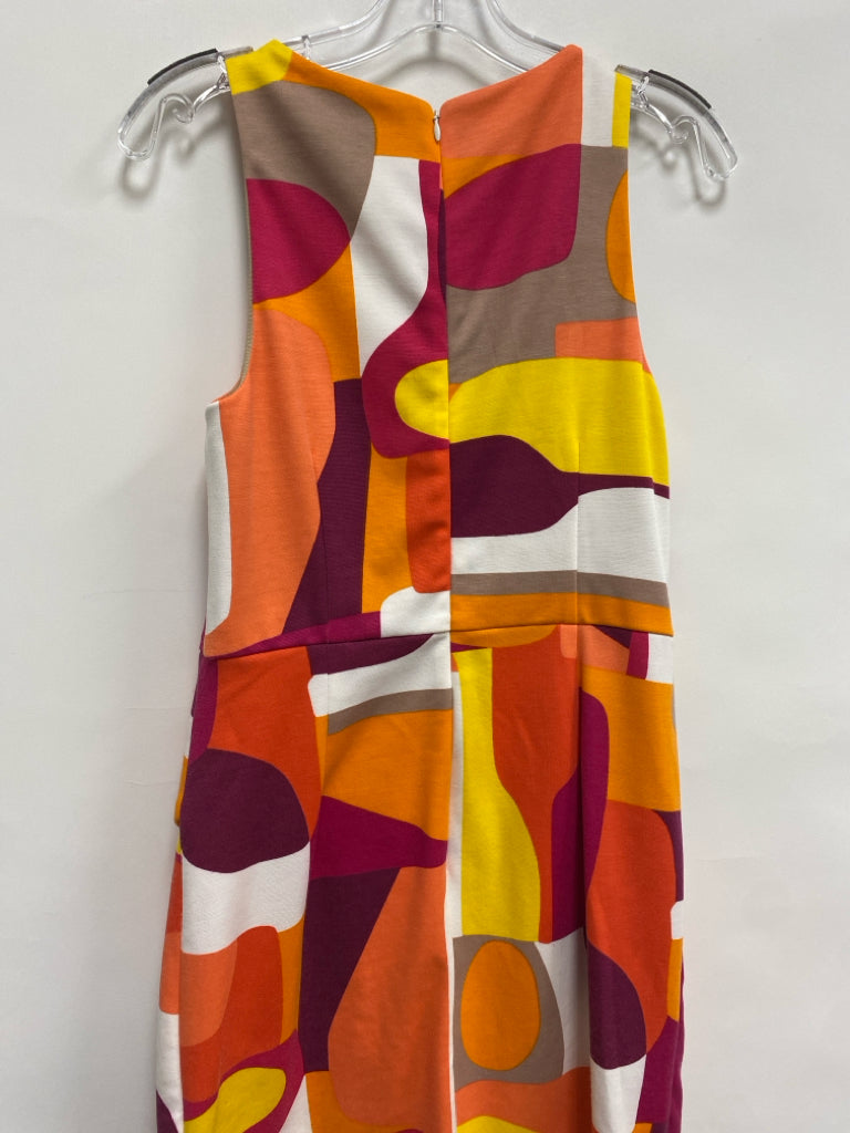Trina Turk Size 6 Coral Yellow/Multi Sleeveless Ladies Dress