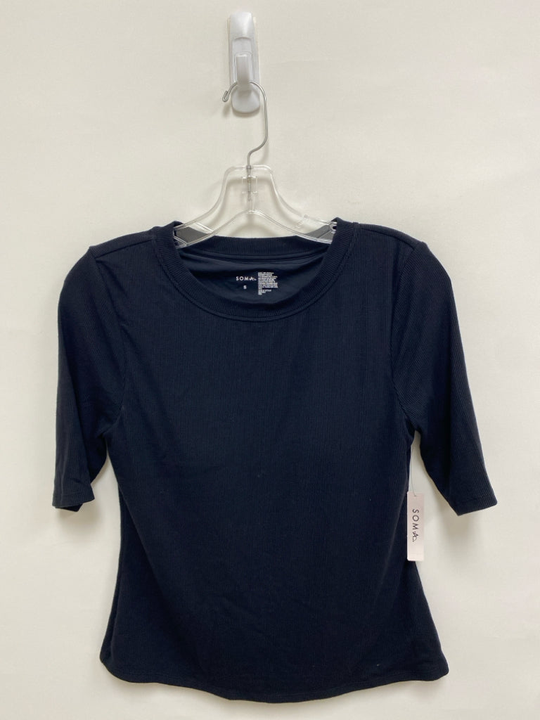 NWT Soma Size S Black Ribbed Short Sleeve Ladies Top