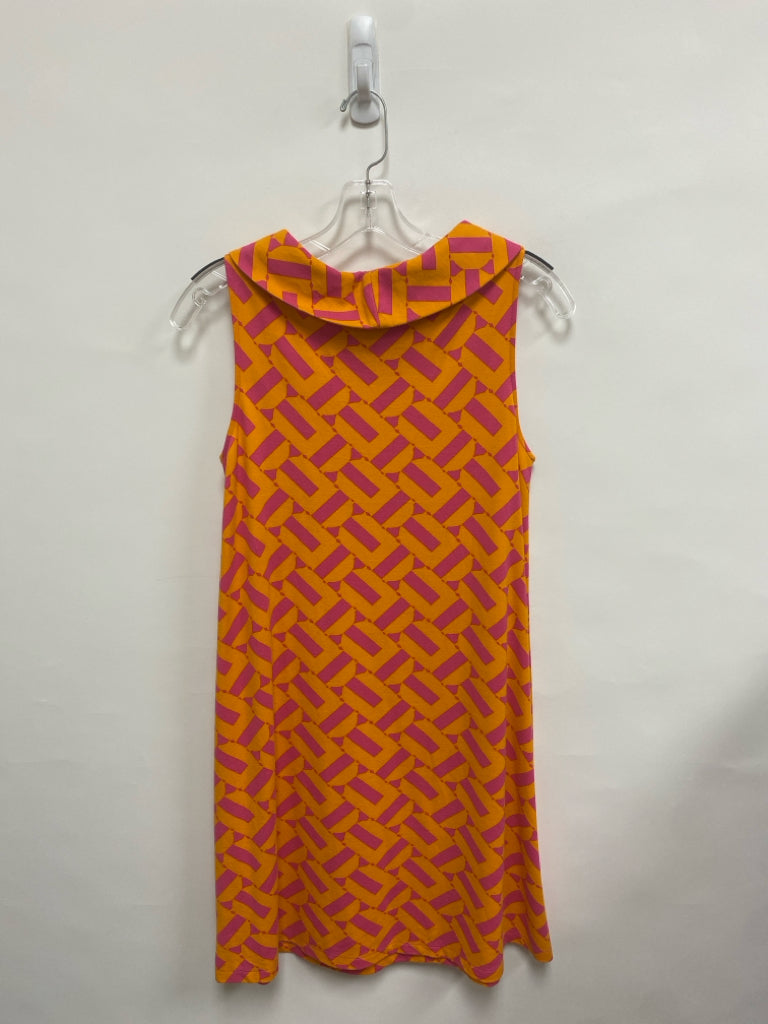 Trina Turk Size S Orange Pink Geometric Sleeveless Ladies Dress
