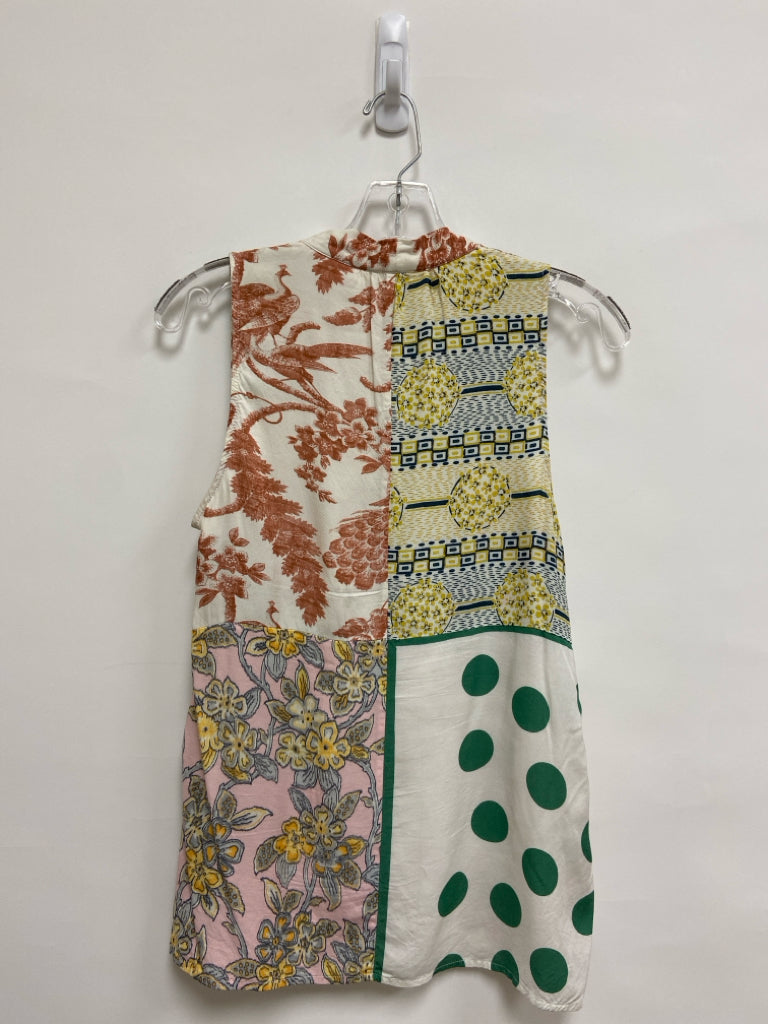 Moulinette Soeurs Size XS Cream/Black Yellow/Multi Assorted Print Ladies Top