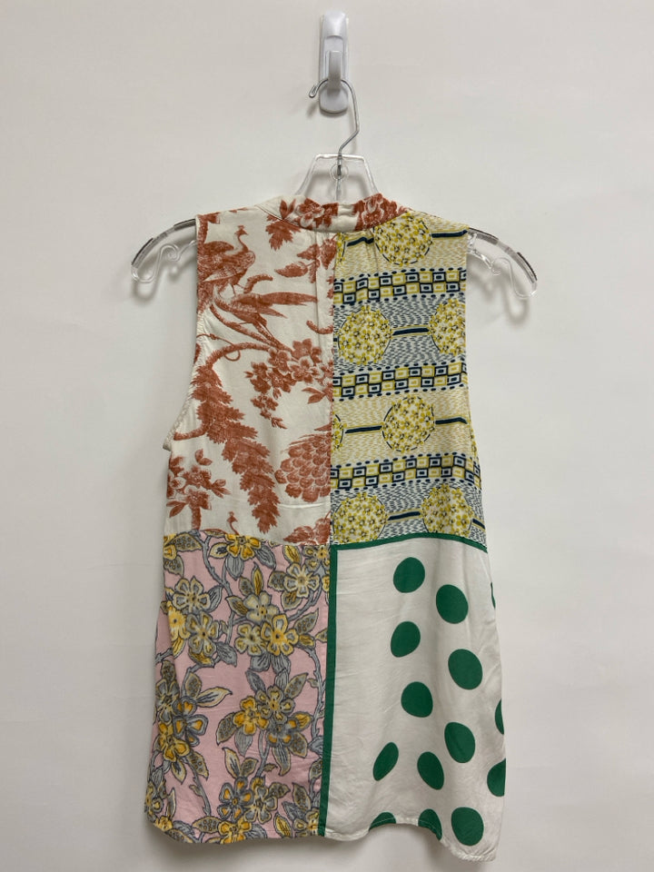 Moulinette Soeurs Size XS Cream/Black Yellow/Multi Assorted Print Ladies Top