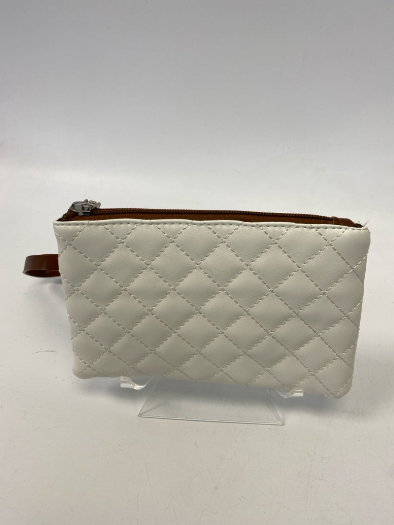 NWT White Brown Quilted Tote Bag