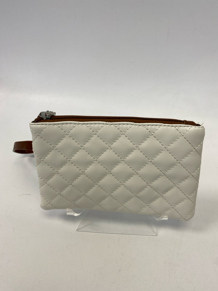 NWT White Brown Quilted Tote Bag