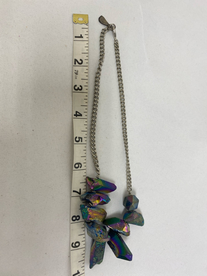 YOCHI NY Purple Iridescent Shapes Necklace