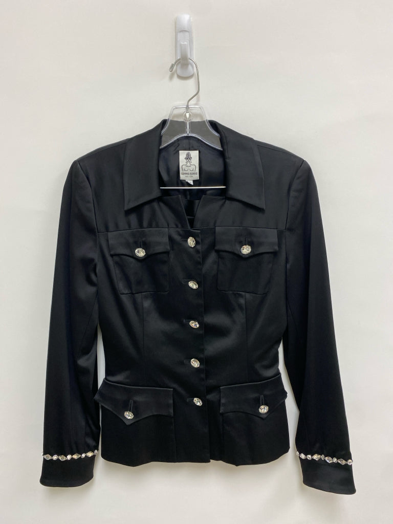 GEMMA KAHNG Size 8 Black Jeweled Button Up Ladies 2pc Skirt