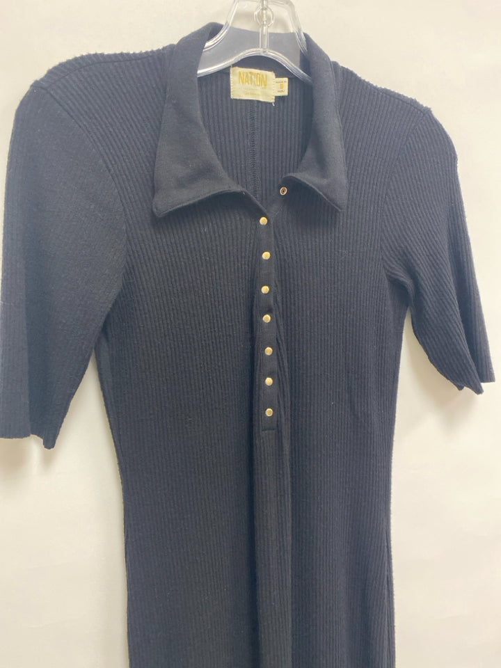 NATION LTD Size S Black Ribbed Knit Ladies Dress