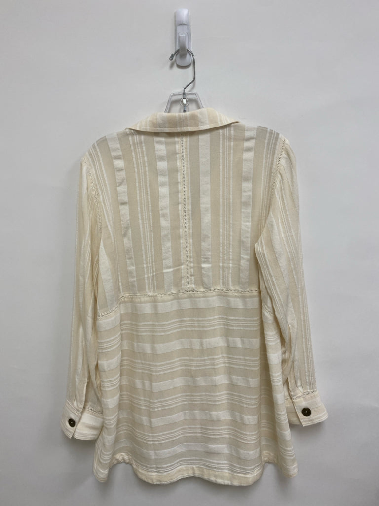 Soft Surroundings Size S Cream/White Stripes Button Up Ladies Jacket