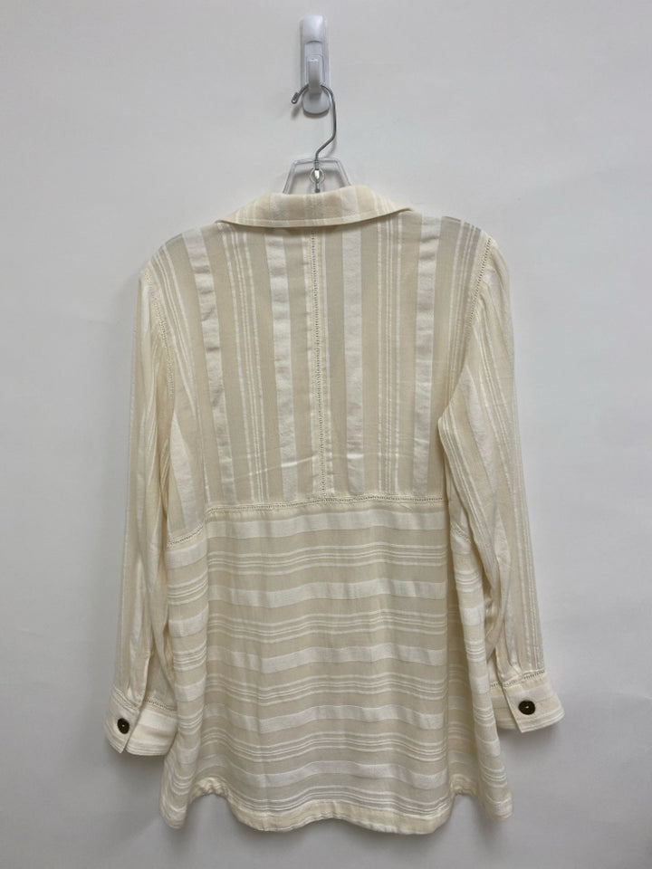 Soft Surroundings Size S Cream/White Stripes Button Up Ladies Jacket
