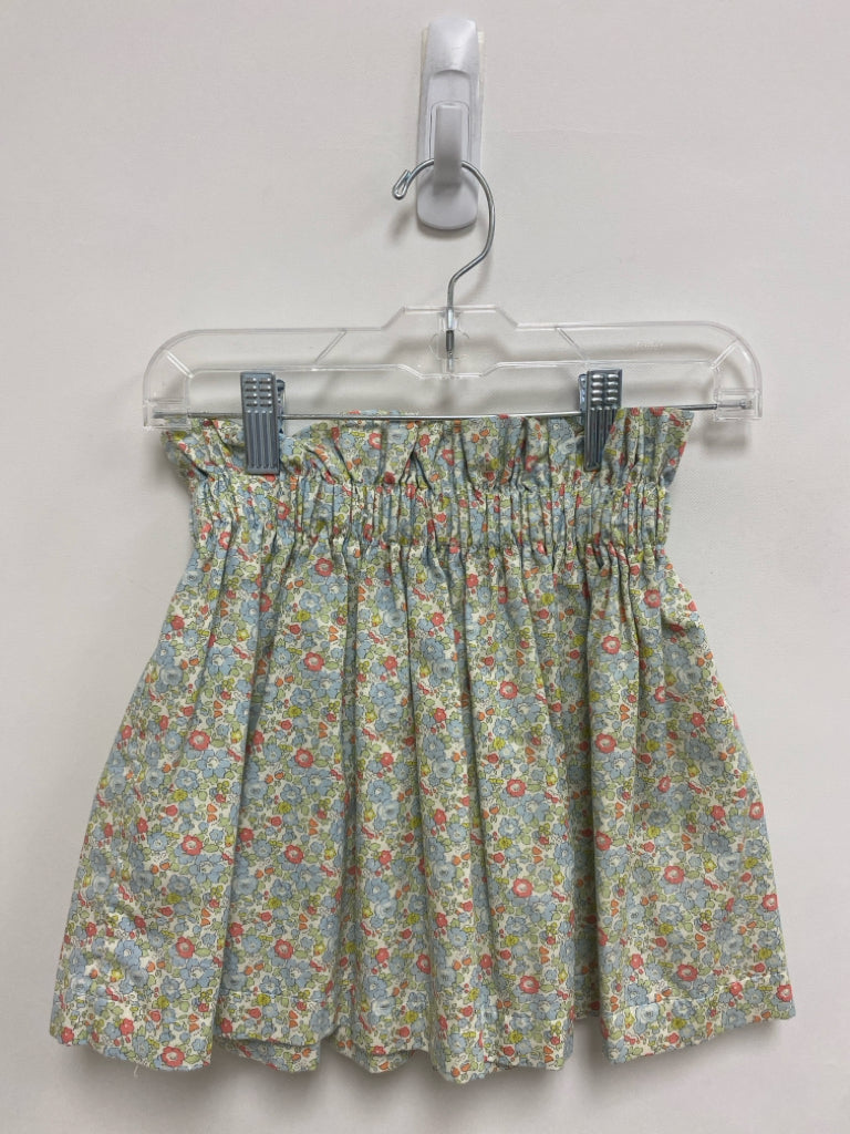 SIZE 5 Cream/blue Coral/Green Flowers Girl&