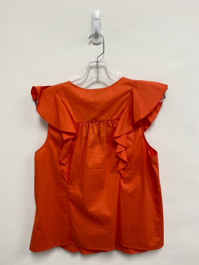NWT Andrew Marc Size M Orange Ruffles V Neck Ladies Top