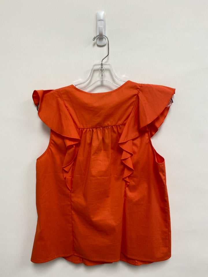 NWT Andrew Marc Size M Orange Ruffles V Neck Ladies Top