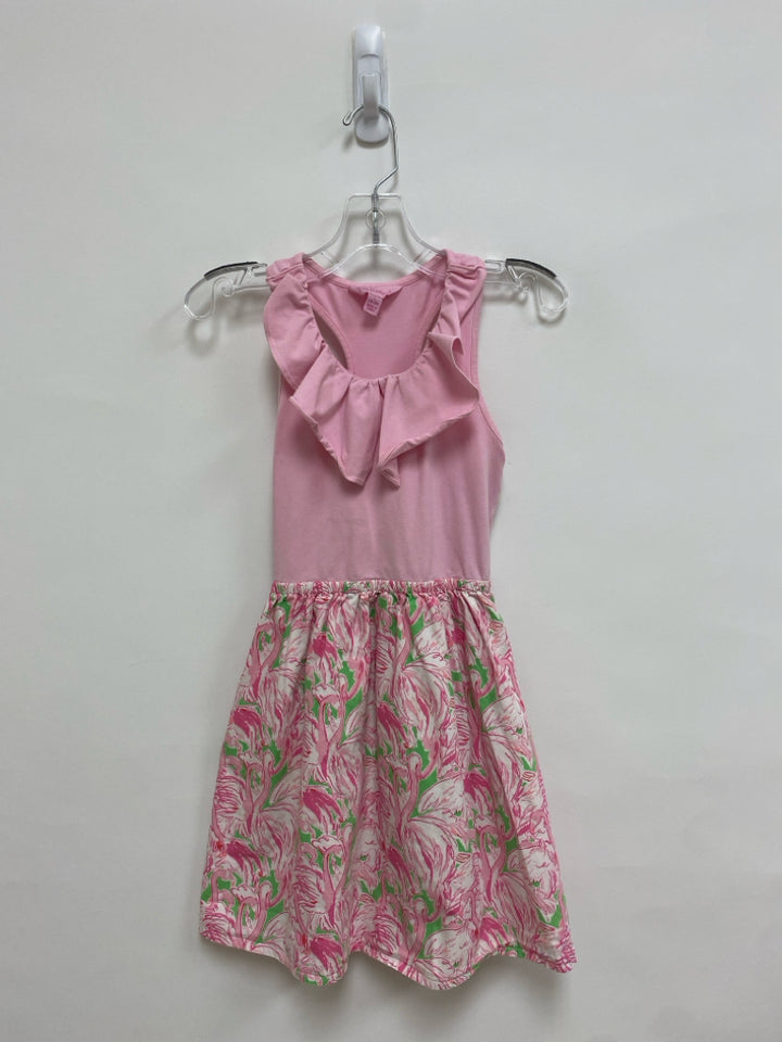 LILLY PULITZER SIZE 8/10 Pink Green/White Flamingo Sleeveless Girl&