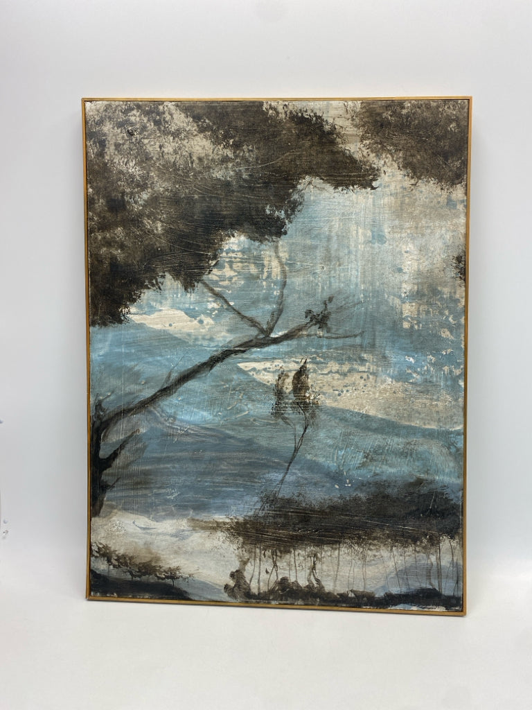 Blue/White Brown/Gray Landscape Canvas Art