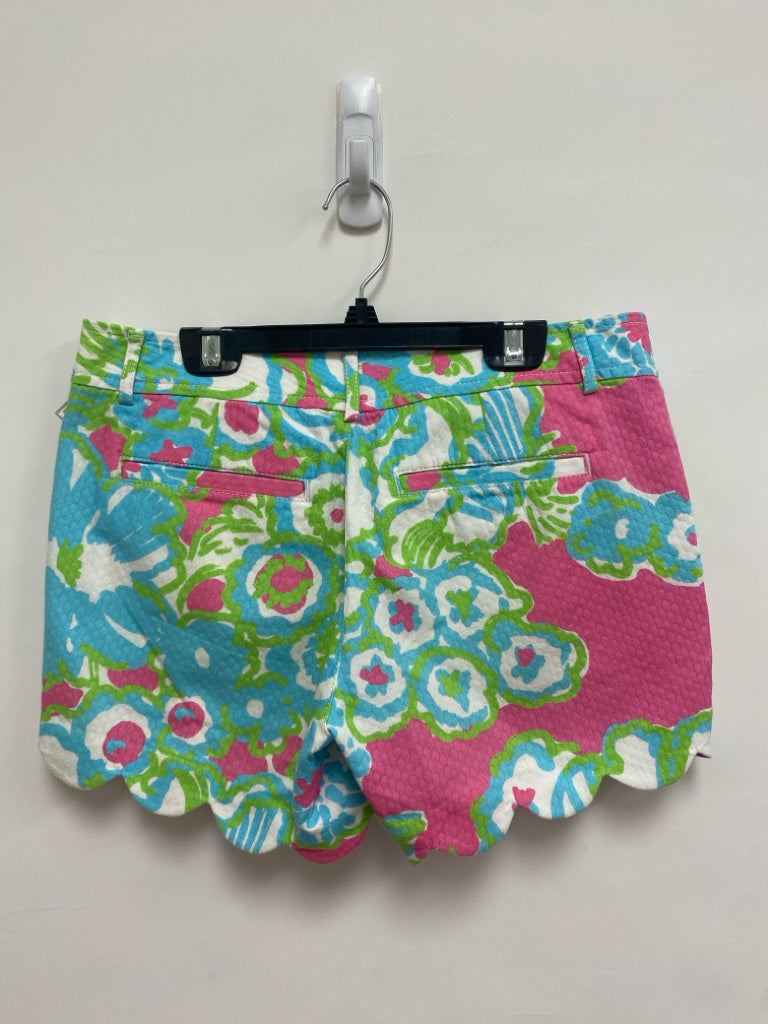 LILLY PULITZER Size 2 Pink/White Green/Blue Scalloped Ladies Shorts