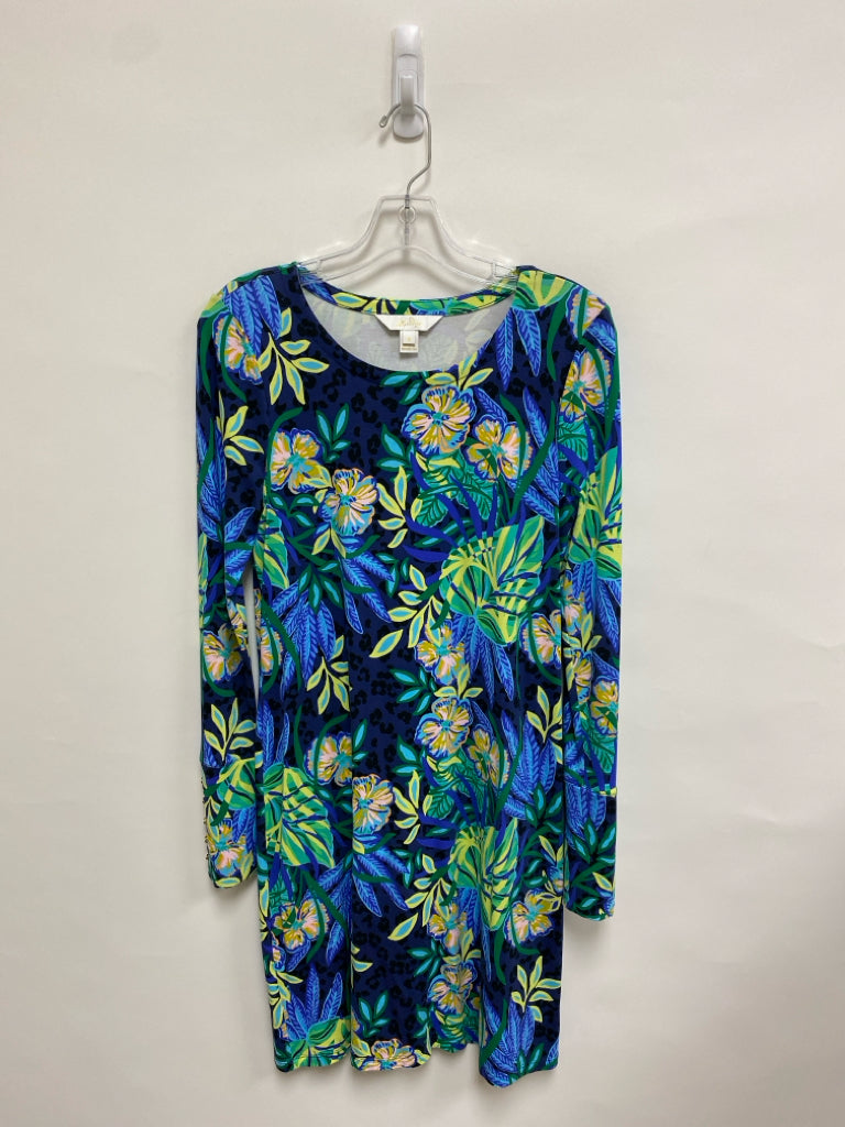 LILLY PULITZER Size M Navy/Green Blue/Pink Tropical Ladies Dress