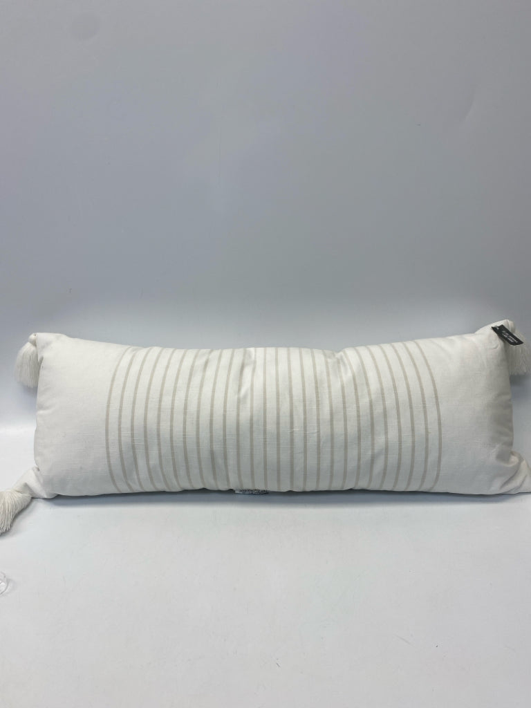 NWT Threshold White Natural Striped Pillow