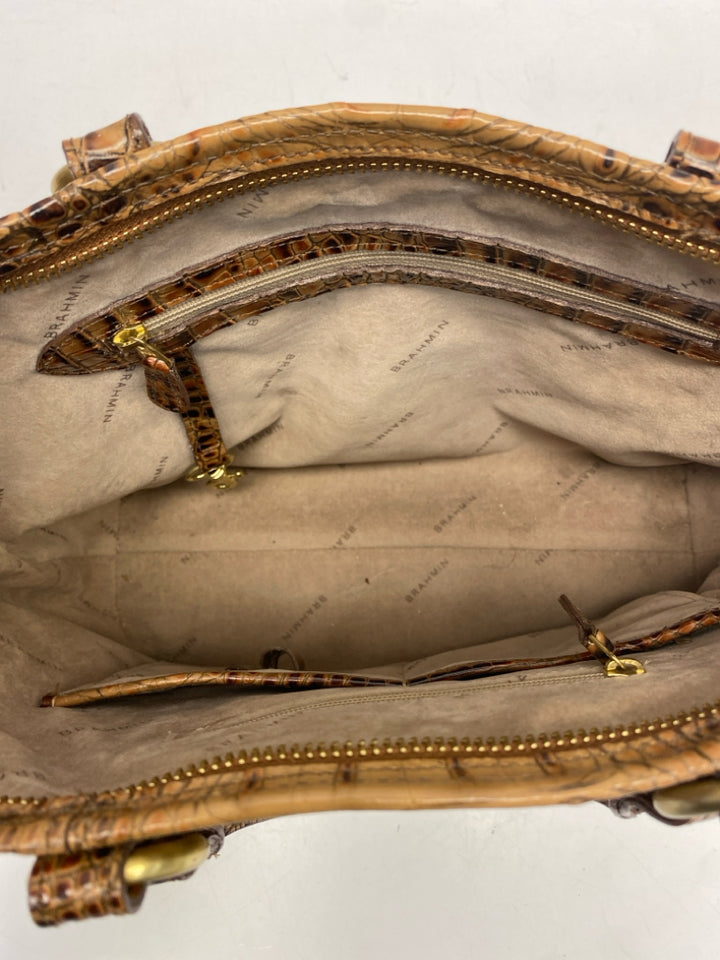 Brahmin Brown Embossed Leather Handbag
