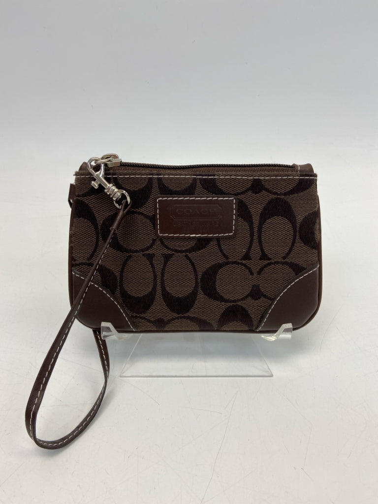 Coach Dark Brown Logo Wristlet