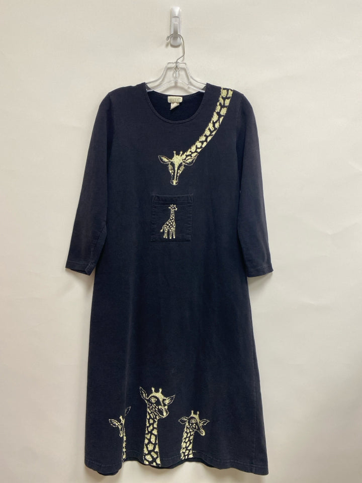Size SP Black/Cream Giraffe Long Sleeve Petite Dress