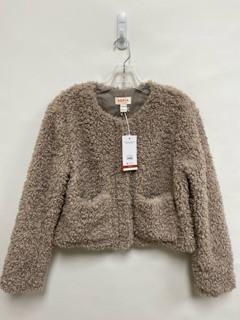 NWT SOFIA Size M Taupe Cropped Faux Fur Ladies Jacket
