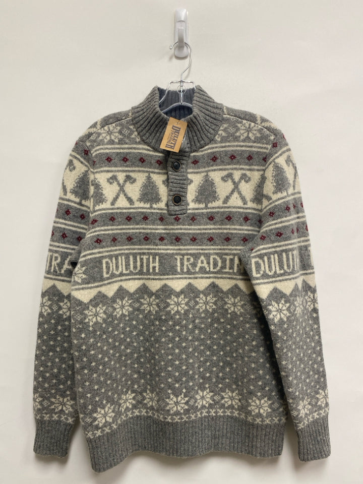 NWT Duluth Trading Size M Cream/Gray Quarter Zip Wool Men&