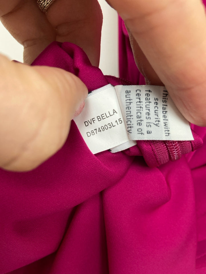 Diane Von Furstenberg Size 12 Magenta Sleeveless Silk Blend Ladies Dress
